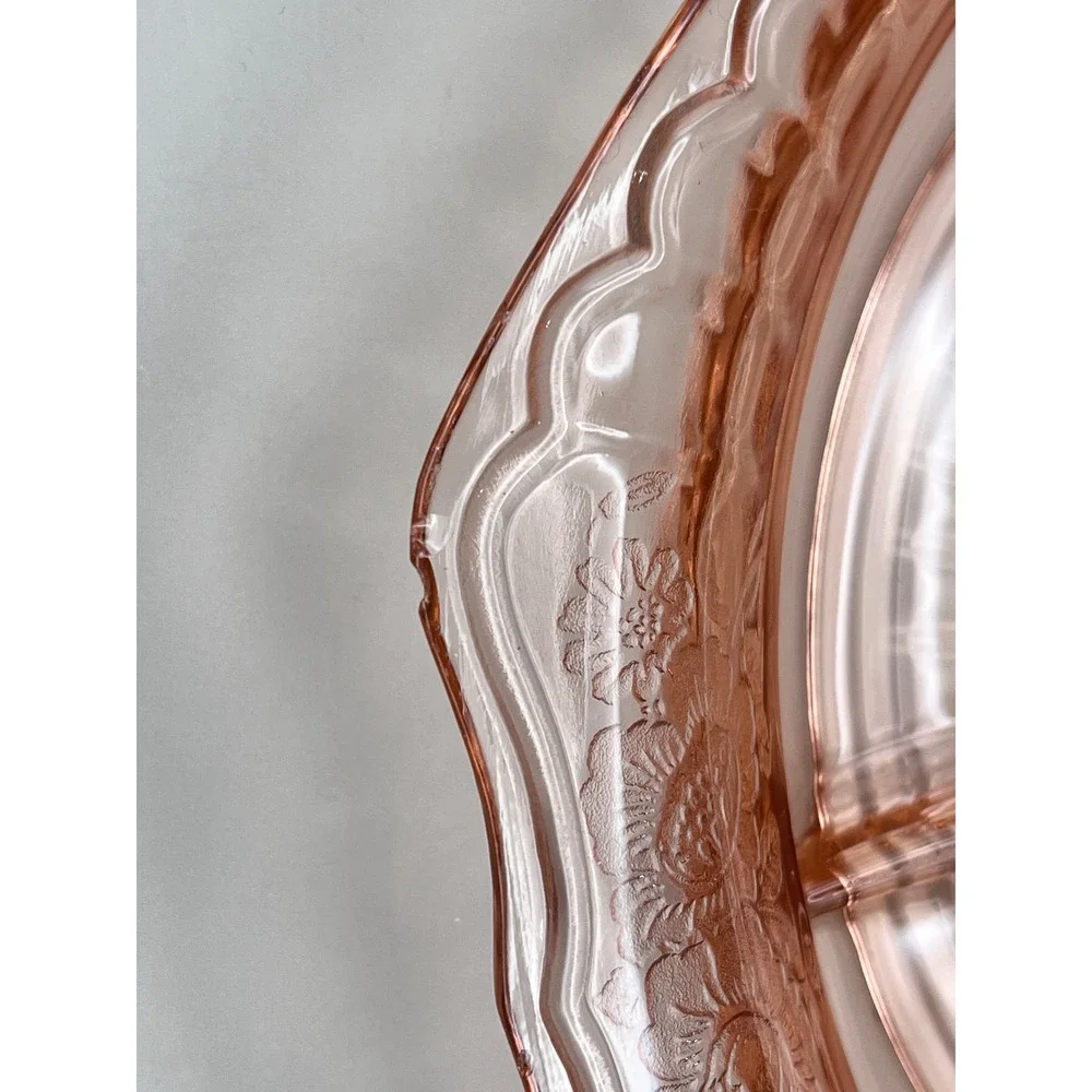 Vtg Hocking Glass Mayfair Pink Depression Glass Divided Relish Tray 10